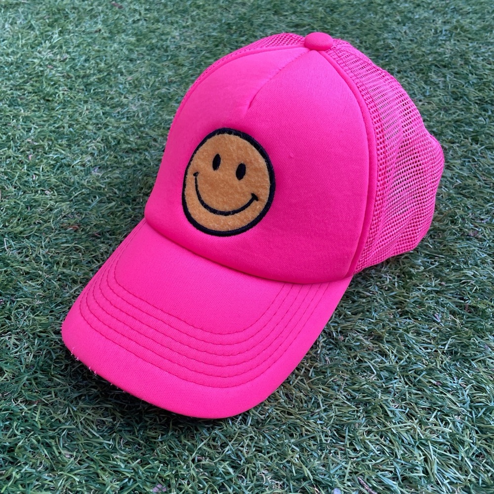 Pink Smiley Face Trucker Hat